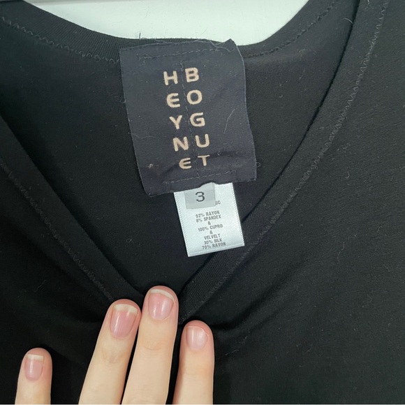 Black Jersey n Silk Velvet Tunic Dress - Picture 4 of 5